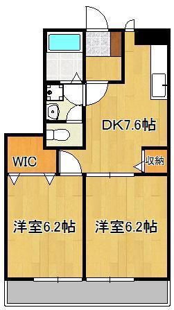ソレアード本城 A棟(2DK/1階)の間取り写真