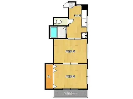 シャトレ折尾(2K/1階)の間取り写真