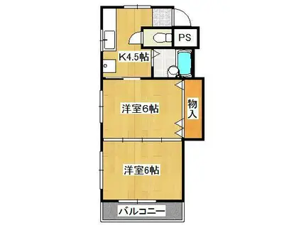 シャトレ折尾(2K/2階)の間取り写真