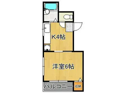 シャトレ折尾(1K/3階)の間取り写真