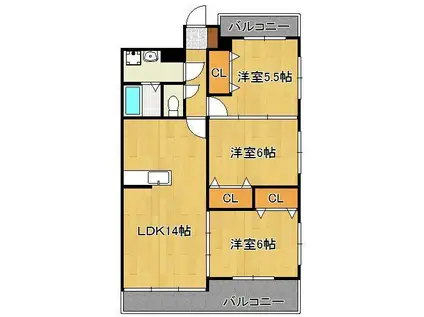 ERURISUTON KATO(3LDK/4階)の間取り写真