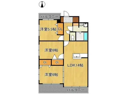 ERURISUTON KATO(3LDK/5階)の間取り写真
