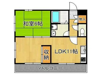 ドゥエル杉野(1LDK/2階)の間取り写真