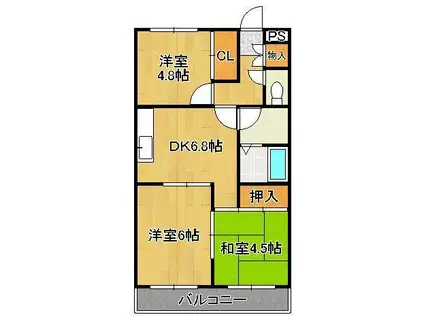 ドゥエル杉野(3DK/3階)の間取り写真