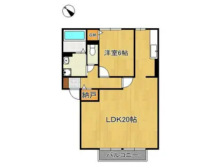 クレール本城(1LDK/2階)の間取り写真