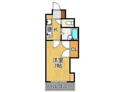 エレガンス折尾(1K/2階)の間取り写真