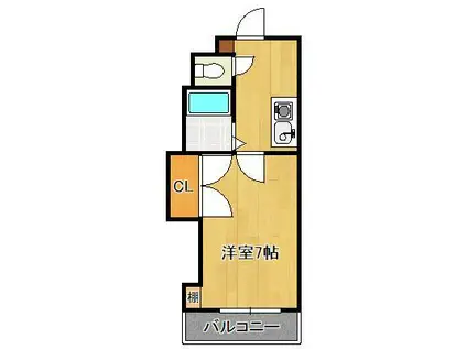 エレガンス折尾(1K/4階)の間取り写真