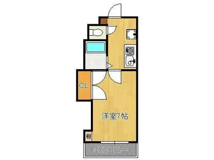 エレガンス折尾(1K/4階)の間取り写真