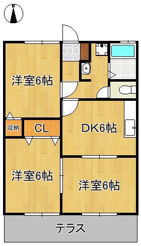 プレミールHK(3DK/1階)の間取り写真