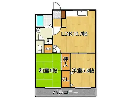 グローハイツⅠ(2LDK/1階)の間取り写真