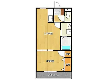 フォンテーヌ二島(1LDK/2階)の間取り写真