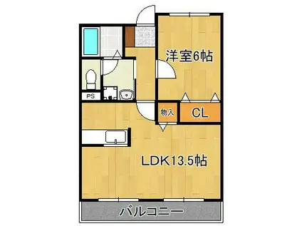 ウィステリア加藤(1LDK/4階)の間取り写真