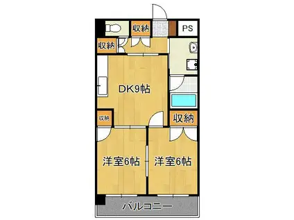 マンションつつみ(2DK/1階)の間取り写真