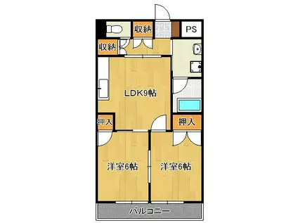 マンションつつみ(2DK/3階)の間取り写真