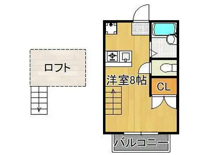 モンソレイユ日吉台(ワンルーム/1階)の間取り写真