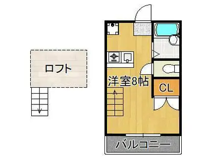 モンソレイユ日吉台(ワンルーム/2階)の間取り写真