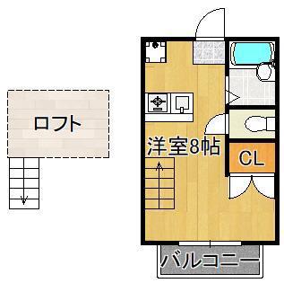 モンソレイユ日吉台(ワンルーム/2階)の間取り写真