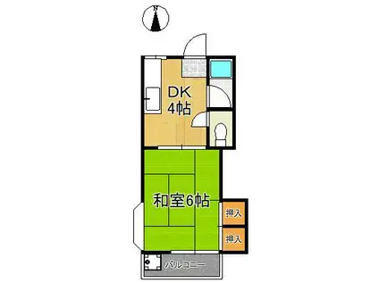 マーサハイツⅡ(1DK/1階)の間取り写真