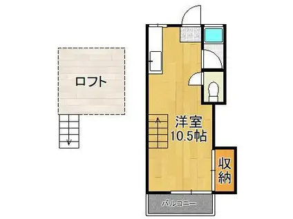 マーサハイツⅡ(ワンルーム/2階)の間取り写真