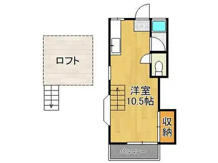マーサハイツⅡ(ワンルーム/2階)の間取り写真