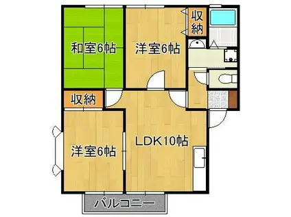 アザレア藤原E棟(3LDK/2階)の間取り写真