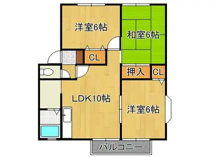 アザレア藤原G棟(3LDK/2階)の間取り写真