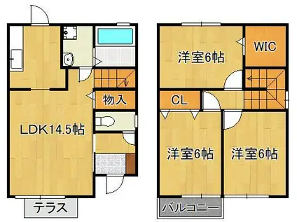 ウィルコート本城(3LDK/1階)の間取り写真