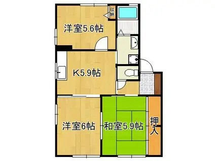 チェリーヒルズ  G棟(3K/1階)の間取り写真