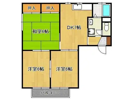 Lガーデン本城1(3DK/1階)の間取り写真