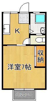 ハイツ原(1K/2階)の間取り写真