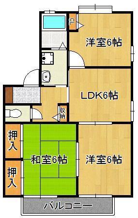 Lガーデン本城2(3DK/2階)の間取り写真