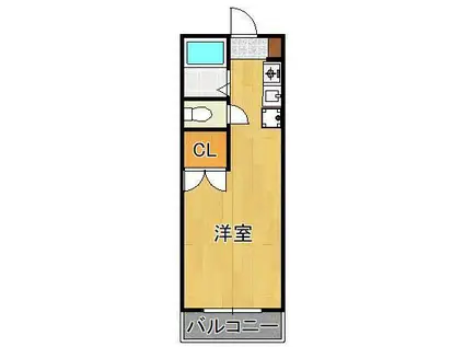 ロイヤルハイツ折尾2号館(ワンルーム/2階)の間取り写真