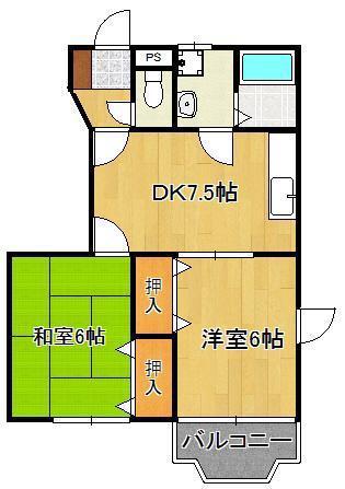 サンライズアリタA(2DK/1階)の間取り写真