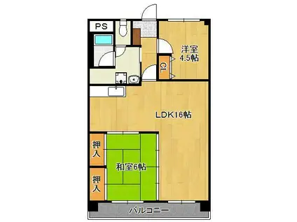 マンションはたなか(2LDK/4階)の間取り写真