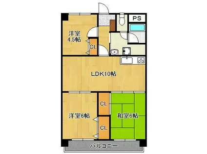 マンションはたなか(3LDK/1階)の間取り写真