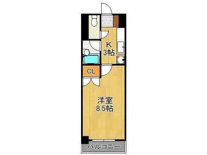 アリビオ折尾(1K/4階)の間取り写真