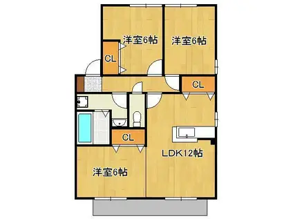 リビングタウン浅川A・B・C(3LDK/1階)の間取り写真