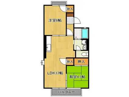 グレイスヒル(2LDK/2階)の間取り写真