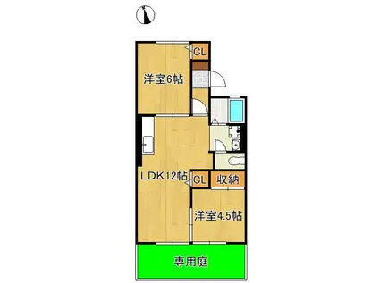 グレイスヒル(2LDK/1階)の間取り写真