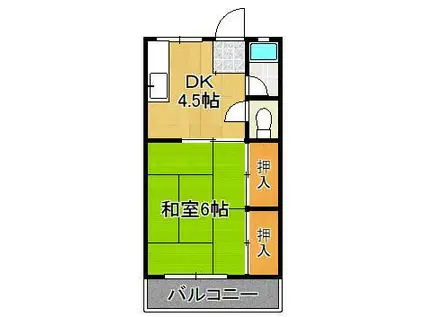 ライフピュア大浦(1DK/2階)の間取り写真