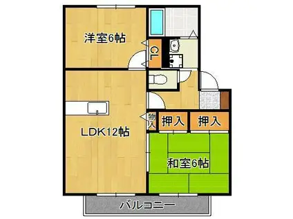 ヴェルディ高須2A・B(2LDK/2階)の間取り写真