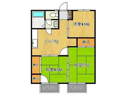 メゾン藤(3DK/2階)の間取り写真