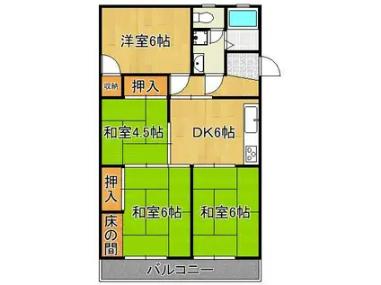 コーポファミリー本城(4DK/3階)の間取り写真