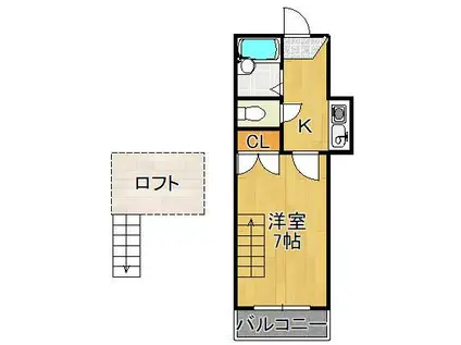 レオパレス北鷹見(1K/2階)の間取り写真
