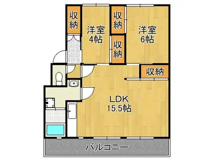 サルヴァトーレ本城(2LDK/4階)の間取り写真