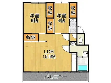 サルヴァトーレ本城(2LDK/2階)の間取り写真