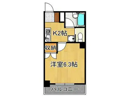 ヨークス本城(1K/1階)の間取り写真
