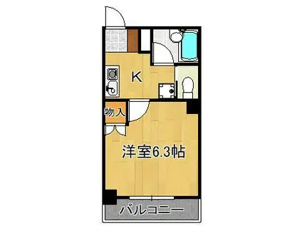 ヨークス本城(1K/2階)の間取り写真