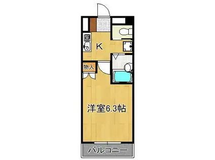 ヨークス本城(1K/4階)の間取り写真