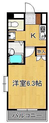 ヨークス本城(1K/4階)の間取り写真